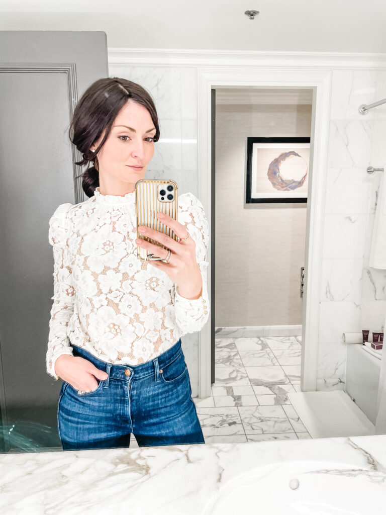 woman wearing a wig confidently